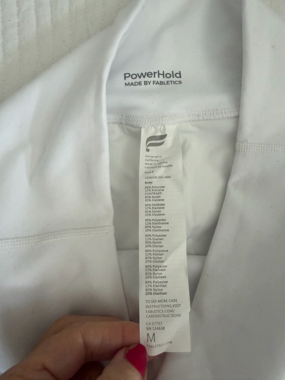 Fabletics White PowerHold Leggings with Subtle Logo - Picture 4 of 8